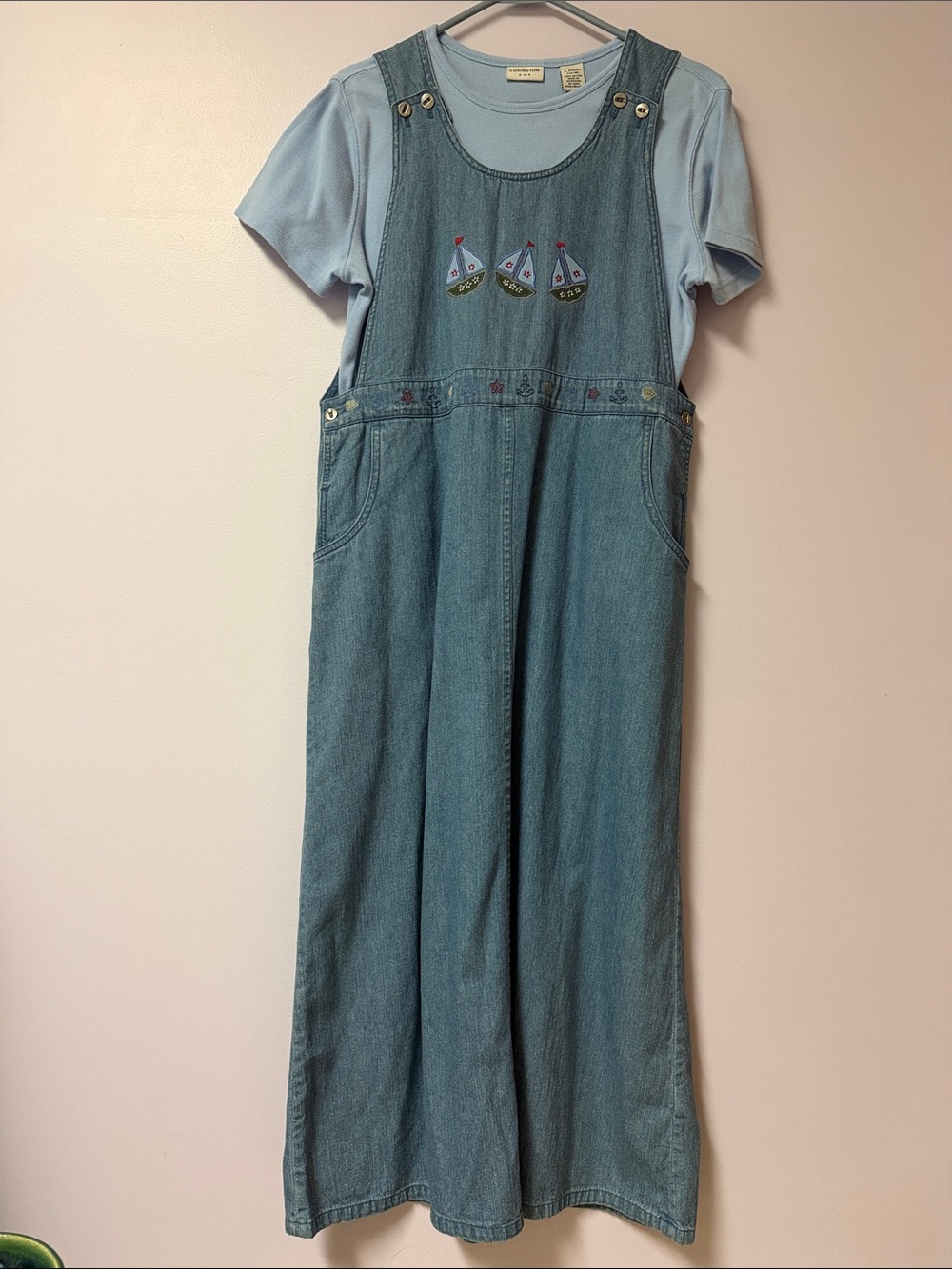 Outfit Bundle! Christopher & Banks denim jumper dress and Covington t-sh…
